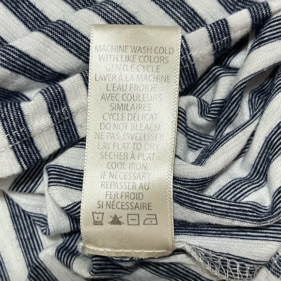 Max Studio Women’s Short Sleeve Striped Blue and White Blouse Shirt Size Large - Picture 10 of 12